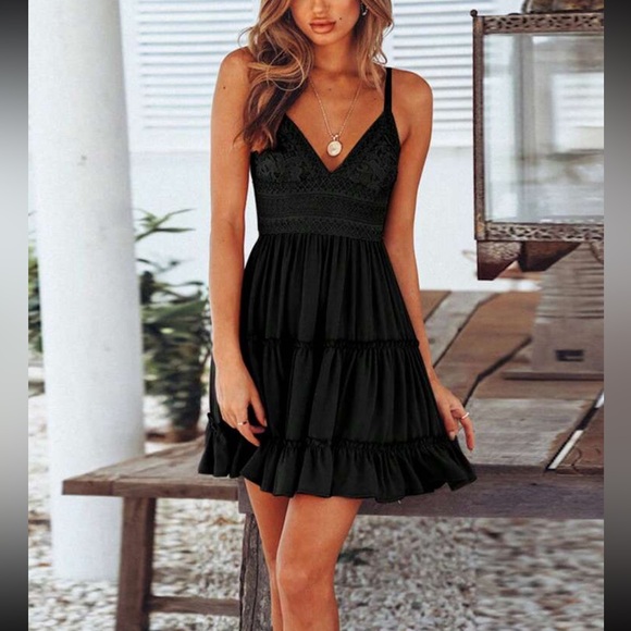 boho black mini dress Amara Black Halter Bodycon Mini Dress - XS - Cotton Candy LA main image 1